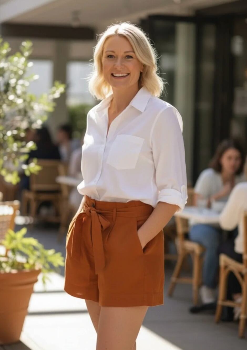 Rag & Bone River Belted Linen Shorts in Rust size 4
